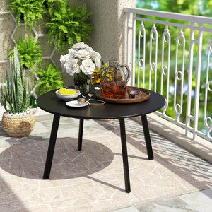 Mesa de centro redonda moderna de madera para exteriores, mesa de bistró para patio – Negra al mejor precio al por mayor - Product Image 4