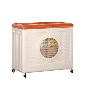 Clothing Organizer Storage Box With Lid Large Capacity For Clothes And Bedding Portable Home Use Rectangle Shape Gray Orange - Product Image 5