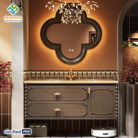 Ensemble de meubles de salle de bain modernes en bois massif OEM, lavabo mural en céramique, robinet, égouttoir en cuivre, garantie 5 ans et plus, salle à manger