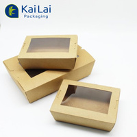 Afhaallocatie voedselcontainers groothandel kraftpapier salade fruit takeaway doos lunchverpakking met venster