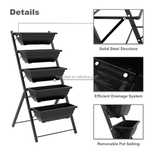 Support de Jardinière Vertical à 5 Niveaux, Jardinière Surélevée en Métal Gain de Place avec Trous de Drainage pour Balcon, Patio, Extérieur, pour Légumes - Product Image 3