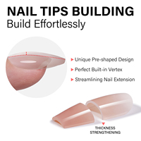 Ongles à presser en gel souple, style français, couvrance totale, 5 teintes, ovales moyennes, 140 pièces/boîte, conception à pointe renforcée, pour usage sur les doigts