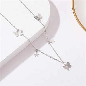 Trendz Simple Style papillon collier en métal Pentacle pendentif clavicule collier bijoux - Product Image 5