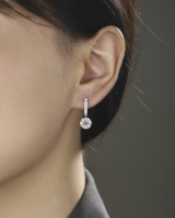 Boucles d'oreilles pendantes en argent sterling 925 avec moissanite ronde taille brillant 2 carats pour femme, boucles d'oreilles à breloques en moissanite et diamant