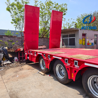 Semi-remorque surbaissée AOTONG à 3 essieux, construction en acier, col de cygne, pour transport d'équipements lourds, avec poutres en I, personnalisable