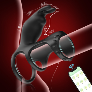 Vibrateur de massage de la prostate en silicone 100% étanche certifié CE ROHS, prix d'usine, noir, retardateur d'éjaculation, anneau de pénis - Product Image 5