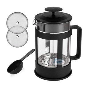 hot sale 304 Filter Screens Mini Portable heat-resisting Glass Outdoor Camping travel Plastic french press coffee make