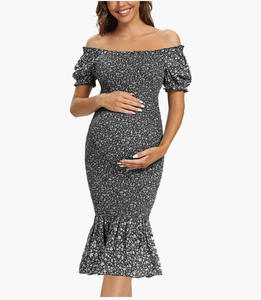 Nuevo <span class=keywords><strong>Vestido</strong></span> Casual de Maternidad para Verano con Hombros Descubiertos y Mangas Cortas, <span class=keywords><strong>Vestido</strong></span> <span class=keywords><strong>Ajustado</strong></span> y Cómodo para Mujeres Embarazadas - Product Image 6