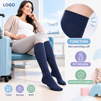 Chaussettes de compression confortables pour la maternité, sans pression sur le mollet, à compression graduée, avec tableau de mesure, à bout plat et large, vérifiées
