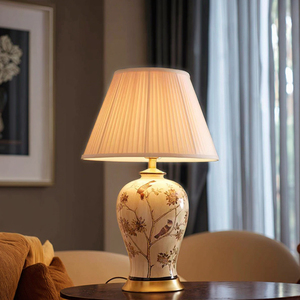 Lampes de table en céramique décoratives d'animaux, style européen moderne, oiseaux blancs et fleurs, faites à la main, hôtel, chambre à coucher, LED électrique, blanc chaud - Product Image 5