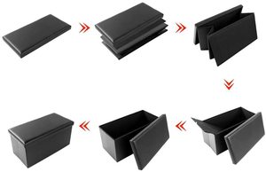Gấp hộp lưu trữ nhà máy Outlet Multi-Màu sắc hình chữ nhật da ráp Ottoman băng ghế dự bị 30inch phẳng có thể gập lại lưu trữ phân - Product Image 5