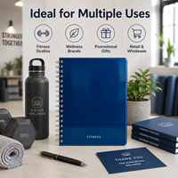 Carnet de fitness personnalisé à spirale, couverture en cuir PU brillant bleu marine, journal d'entraînement et de bien-être, pages intérieures personnalisées, OEM en gros