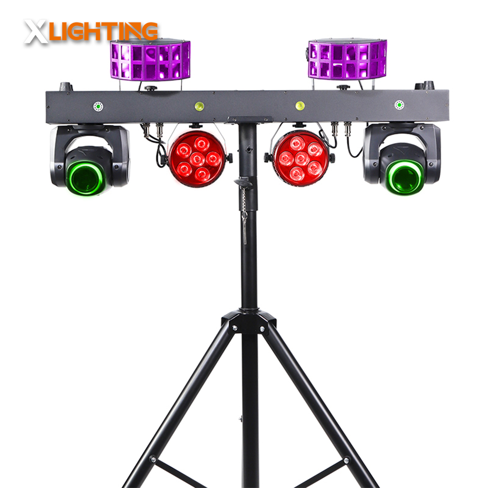 Portable Dj Lights Set Equipment With Stand New Gig Bar 2pcs 6x5w RGBW 4-in-1 LED Par Movable Disco Light