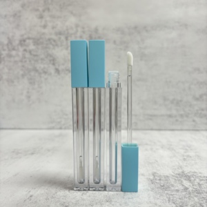 Tube d'emballage cosmétique vide pour gloss à lèvres de luxe carré de 2 ml avec logo personnalisé, en matériau ABS/AS/PETG et impression sérigraphique - Product Image 1