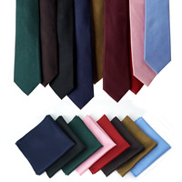 Ensemble de serviettes de poche à cravate en jacquard de couleur unie classique pour hommes pour les occasions formelles et décontractées Cravate en soie teintée en bleu de 8 cm de long