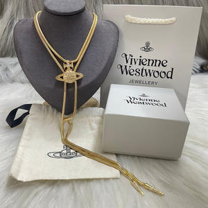 Nuevo Collar Largo Ajustable de Moda con Colgante Magnético de Saturno y Circonitas Completas, Diseño de Nudo de Serpiente, Bañado en Oro, de la Emperatriz Viuda Vivienne - Product Image 3