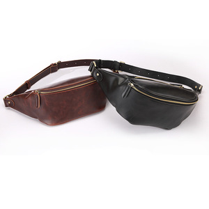 Sac banane vintage personnalisé en cuir Crazy Horse rétro unisexe sac à bandoulière loisirs sport sac banane en cuir végétalien pour femmes hommes - Product Image 3