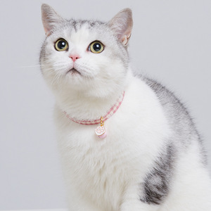 Penjualan laris kerah gesper kecil poliester cantik kerah kalung kucing peliharaan dengan liontin kerah kucing kotak-kotak mewah - Product Image 6