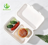 Contenants alimentaires en bagasse écologiques, résistants à la graisse et compatibles micro-ondes, boîtes à clapet en bagasse, boîtes à emporter jetables