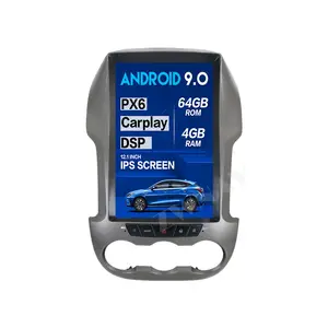 PX6 테슬라 스타일 스크린 안드로이드 9.0 자동차 멀티미디어 플레이어 포드 레인저 F250 2011-2016 자동차 GPS 오디오 라디오 스테레오 헤드 유닛