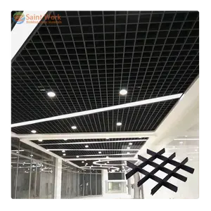 Modern Office Ceiling Design Suspended Metal Aluminum Open Cell Grid Ceiling Steel Grille Ceiling Tiles For Interior Decoration
