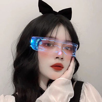 Lunettes LED Lumineuses Cyberpunk Futuristes Personnalisables avec Logo, Effet Respirant et Clignotant, 7 Couleurs, Brillent dans le Noir pour Fêtes – Vente Chaude