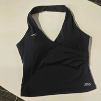 Soutien-gorge de sport sexy pour femme à col en V, maintien élevé, bretelles croisées, pour yoga et activités sportives, séchage rapide, tricot 100 % nylon