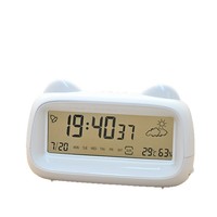YAOQIU Cartoon-Katzen-Leuchtwecker mit Batteriebetrieb für Schüler und Kinder, Mini-Digitaluhr, Smarte Tischuhr, Modern