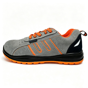 SFA4 Zapatos para correr de gamuza gris naranja para hombre, suela antipinchazos, calzado deportivo transpirable para todas las estaciones - Product Image 1