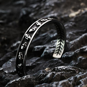 Skull <b>Cuff</b> <b>Bracelet</b> Tibetan <b>Silver</b> Unisex Punk Style Jewelry for Men Women - Product Image 2