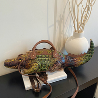 Sac bandoulière au design crocodile 3D distinctif, sac à bandoulière en forme d'animal tendance pour femmes, usage quotidien