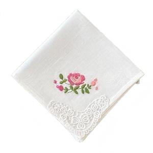 <span class=keywords><strong>Pañuelo</strong></span> Pequeño <span class=keywords><strong>Personalizado</strong></span> al por Mayor, Base Blanca con Encaje <span class=keywords><strong>Bordado</strong></span>, 100% Algodón Peinado, Suave para la Piel, para Damas - Product Image 5
