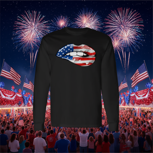 Camiseta de manga larga con diseño de labios de la bandera estadounidense, diseño del Día de la Independencia del 4 de julio - Product Image 3