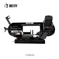 Scie à ruban portative CTMACH CTBS150, petite, pour la découpe d'angle de 0 à 60 degrés, machine à scier le métal, tensionnement manuel de la lame, engrenage