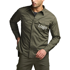 Camisa Safari de Manga Larga Personalizada para <span class=keywords><strong>Hombre</strong></span>, de Secado Rápido, Informal, con Botones, para Campismo, Senderismo, Transpirable, de Malla, Ropa Táctica - Product Image 1