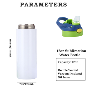 Bouteille pour enfants 12 oz en acier inoxydable vierge à <span class=keywords><strong>sublimation</strong></span>, isolée à double paroi, avec bouchon à bec verseur - Product Image 3