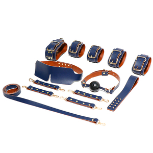 Новинка, горячая Распродажа, металлический кожаный БДСМ бондаж, интимный кнут, наручники, бондаж, 8 шт., подходит для игры на sm - Product Image 1