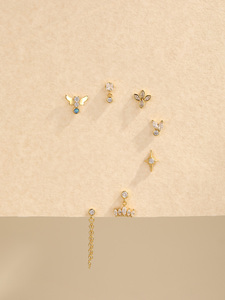 Pendientes de Plata 925 con Circonitas, Diseño Mini, Alta Calidad, Gran Venta - Product Image 1