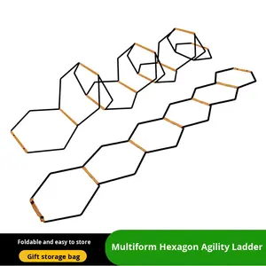 Échelle d'agilité hexagonale en acier au carbone, barre souple, grille <span class=keywords><strong>de</strong></span> saut, échelle <span class=keywords><strong>de</strong></span> vitesse pliable, entraînement <span class=keywords><strong>de</strong></span> football, basketball, entraînement des pas - Product Image 2