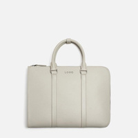 Sac de transport personnalisé en PU beige souple pour documents, mallette d'affaires pour homme, sacoche pour ordinateur portable, sacoche pour homme