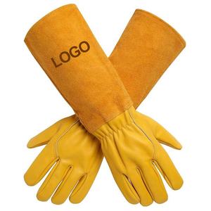 Guantes de Trabajo de Cuero Vacuno <span class=keywords><strong>Rose</strong></span> XL, Guantes de Jardín de Manga Larga con Función Protectora Antideslizante, Impermeable, Ignífuga y Anticorte - Product Image 1