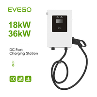 Station de recharge pour véhicules électriques EVEGO Hotel 18kW IP55 3 phases 208V Grid CCS2 RGB LED Smart EV DC Wallbox avec écran tactile 7 pouces OCPP 2.0.1 Nouveau