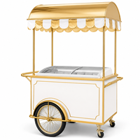 Vélo-chariot de luxe pour la vente de glaces avec congélateur de présentation, logo rétroéclairé et table latérale pliable pour la vente en extérieur et en intérieur