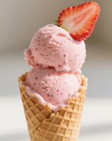 Mélange en poudre de crème glacée instantanée à la fraise de qualité supérieure, saveur naturelle, couleur rose éclatante et texture crémeuse |   Vente en gros OEM de Chine