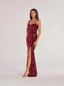 Best-selling European and American women's clothing: sexy strap <b>sequin</b> dress, fashionable and versatile long gown - Product Image 2