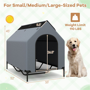 Casa para gatos de madera maciza y hierro DB 33 \ "X 52 \" para exteriores con ventanas, jaula triangular para mascotas para animales pequeños - Product Image 3