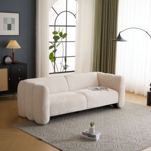ชุดโซฟา3-Seater แปลงสภาพแบบทันสมัยผ้าสีเบจสำหรับอพาร์ทเมนต์ห้องนอนห้องนั่งเล่นและโรงแรม/วิลล่า - Product Image 1