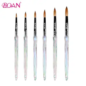 BQAN New Arrival #2-24 100% Tinh Khiết Kolinsky Tóc Ánh Nắng Mặt Trời Màu Pha Lê Xử Lý Nail Art Brush Kolinsky Acrylic Bàn Chải