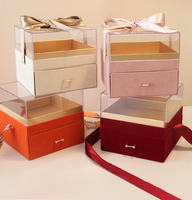 Boîte cadeau transparente en acrylique double pour bougies, boîte cadeau haut de gamme pour mariage, Noël, bonbons, demoiselles d'honneur, avec tiroir intégré
