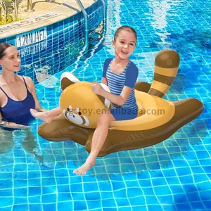 Panda rojo personalizado volar piscina flotador animal agua flotante PVC estera balsa tubo inflable rie-ons